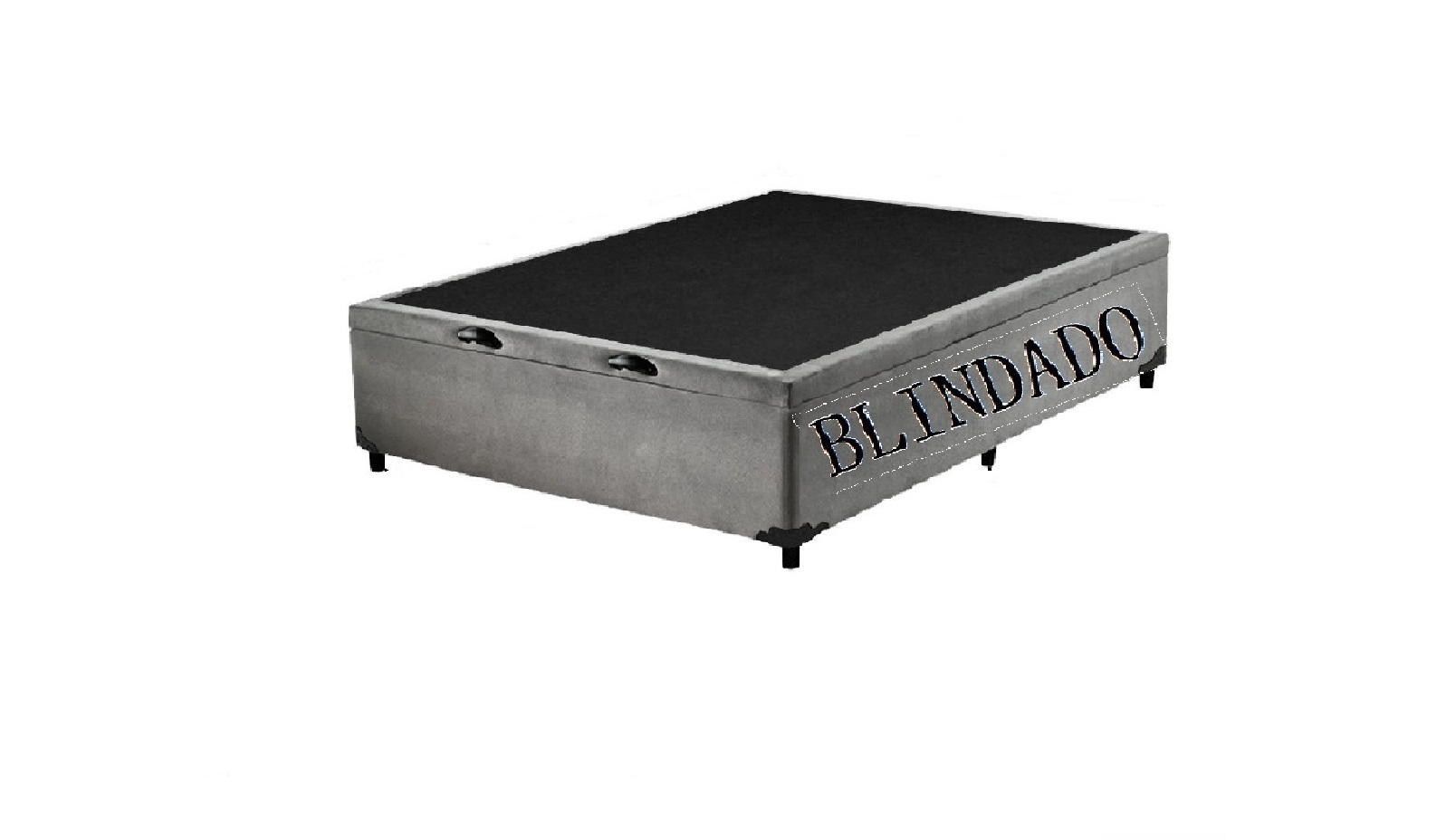 Cama Box Baú Casal Blindado Suede Cinza Com Pistão A Gás Mais Camas