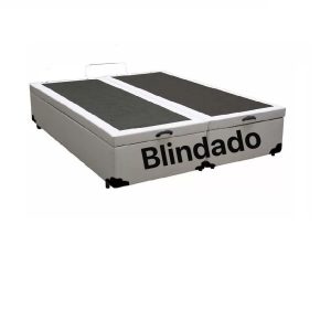 Cama Box Baú Casal Bipartido Blindado Sintético Branco