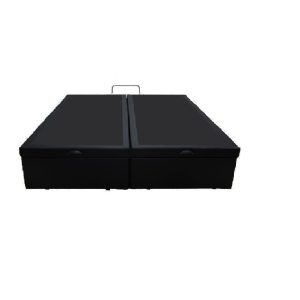 Cama Box Baú Casal Bipartido Suede Preto Com Pistão A Gás
